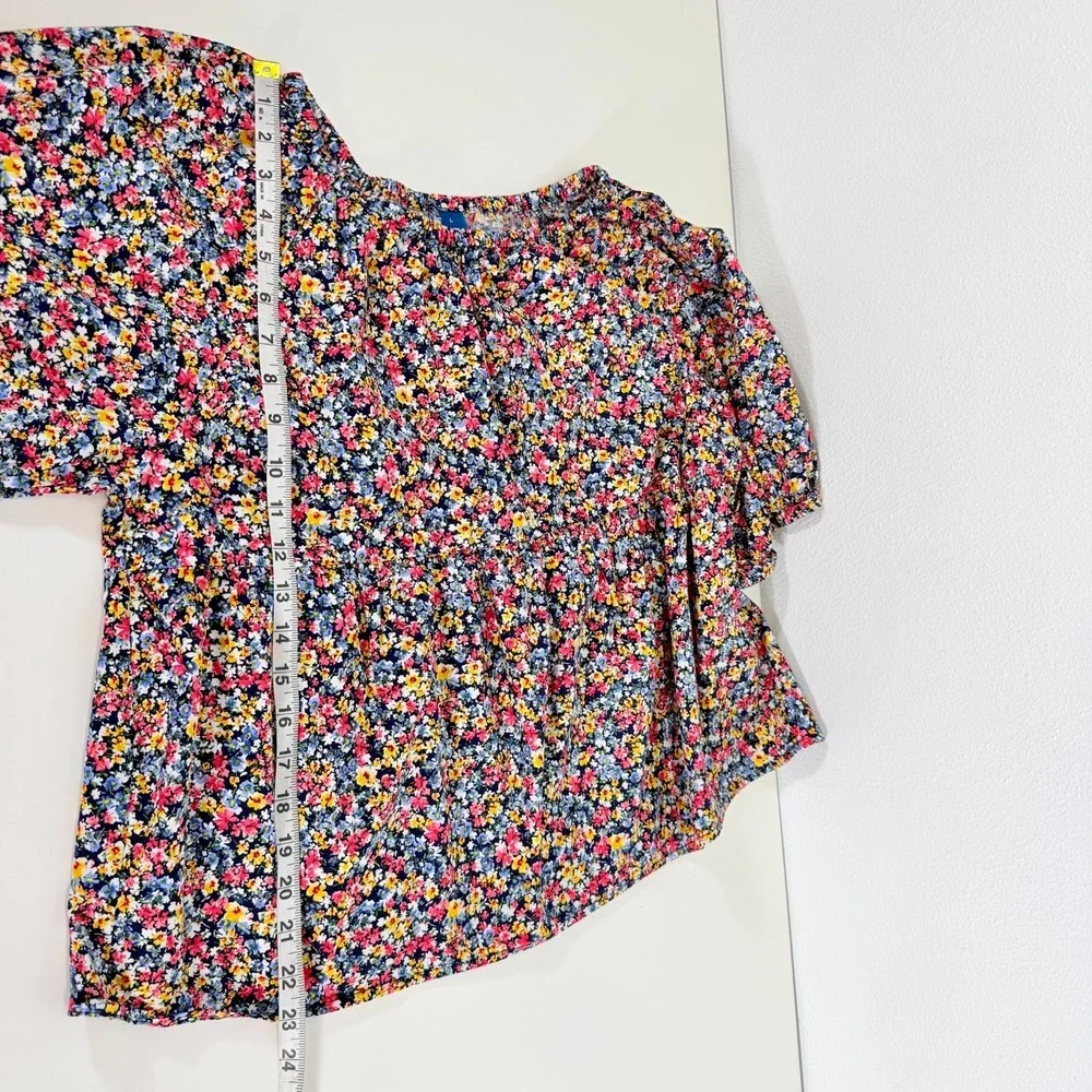 Old‎ Navy Lightweight Floral Print Puff Sleeve Cotton Babydoll Cottagecore Top L